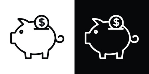 Piggy bank icon. Simple element illustration. outline and flat symbol design