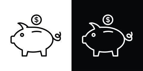 Piggy bank. Simple element illustration. outline and flat symbol design