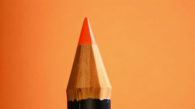 Traditional wooden pencil sharpener produces delicate curling wood shavings that accumulate on bright orange surface creating artistic craftsmanship concept with natural textures and warm colors