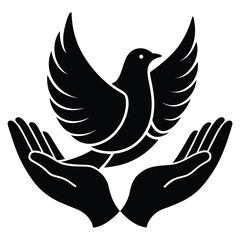 Peaceful Dove in Protective Hands Symbol of Hope and Tranquility
