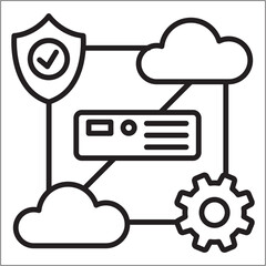 Secure data storage icon. Data security server icon. Icon symbol compatible for firewall, network administrator, security, system. Vector illustration.