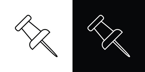 Push pin icon. Simple element illustration. outline and flat symbol design