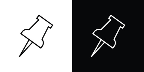 Push pin icon. Simple element illustration. outline and flat symbol design