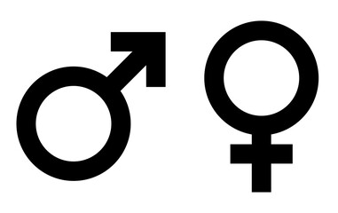 Gender symbols icons. Female and male flat icons. Man and woman signs