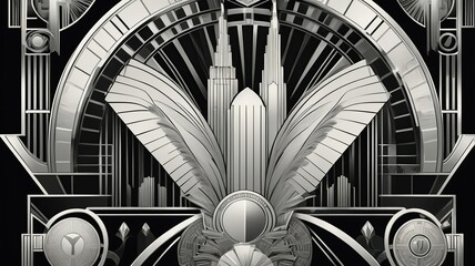 Art Deco Machine-God Skyline – Beyond Imagination in Black & White