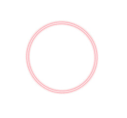 Red neon glowing circle with sparkle isolated on white background