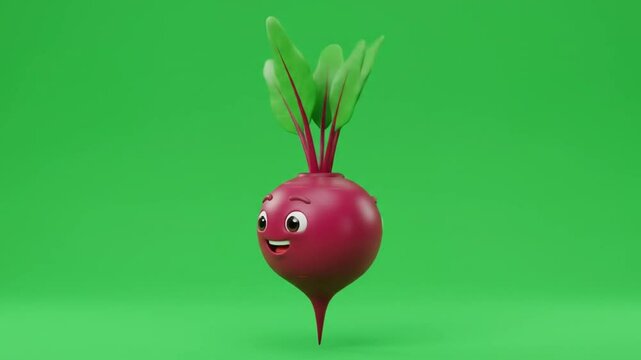 Adorable Cartoon Beetroot 3D Animated Vegetable Character