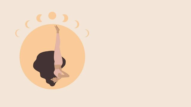 Warm and clean animated vector motion graphics horizontal 4k Yoga poster story with copy space