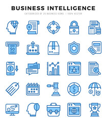 Business Intelligence Icons Pack Two Color Style. Vector illustration.