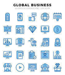 Set of Global Business Icons Two Color icons collection.