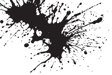 Ink splash isolated on white background. Black drop ink splatter. Black Ink splash texture background. 