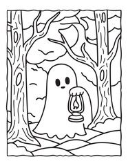 halloween coloring page, line art, halloween illustration, Print