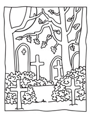 halloween coloring page, line art, Halloween illustration