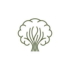 Elegant tree line art logo with abstract leaves