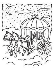halloween coloring page, line art, Halloween illustration