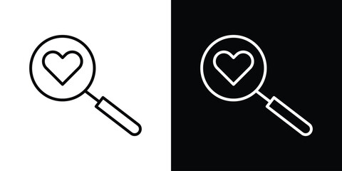 Search heart icon. Simple element illustration. outline and flat symbol design