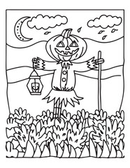 halloween coloring page, line art, Halloween illustration