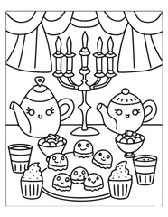 halloween coloring page, line art, Halloween illustration