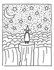 halloween coloring page, line art, Halloween illustration