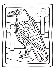 halloween coloring page, line art, Halloween illustration