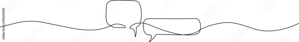 Wall mural speech bubble in continuous line art drawing style. minimalist black linear sketch of communication 