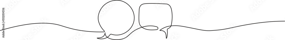 Wall mural minimalist continuous line art of a speech bubble. black outline vector illustration of a chat or di