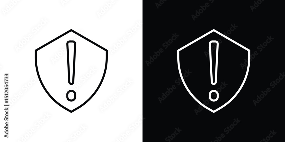Poster Shield exclamation icon. Simple element illustration. outline and flat symbol design