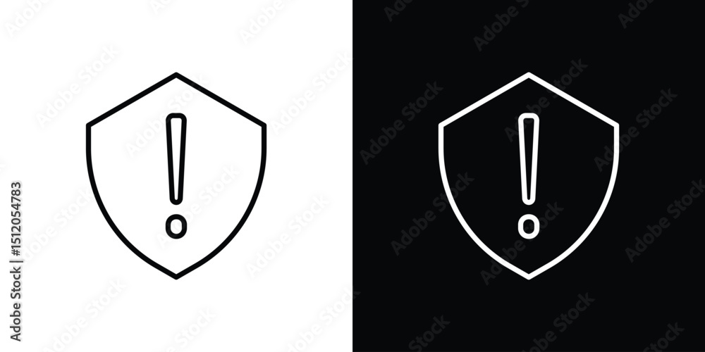 Poster Shield exclamation icon. Simple element illustration. outline and flat symbol design