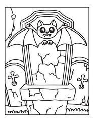halloween coloring page, line art, halloween illustration