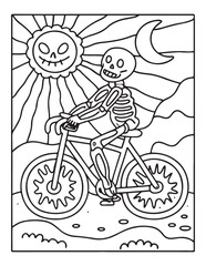 halloween coloring page, line art, halloween illustration
