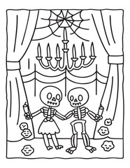 halloween coloring page, line art, halloween illustration