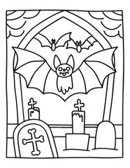 halloween coloring page, line art, halloween illustration