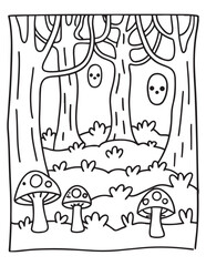 halloween coloring page, line art, halloween illustration