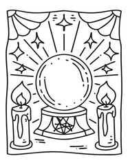 halloween coloring page, line art, halloween illustration