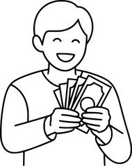 Happy Income Icon – Savings, Profits, and Financial Freedom