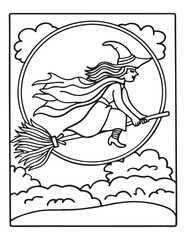halloween coloring page, line art, halloween illustration