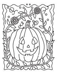 halloween coloring page, line art, halloween illustration