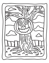 halloween coloring page, line art, halloween illustration
