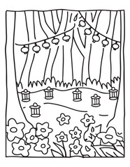 halloween coloring page, line art, halloween illustration