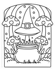 halloween coloring page, line art, halloween illustration