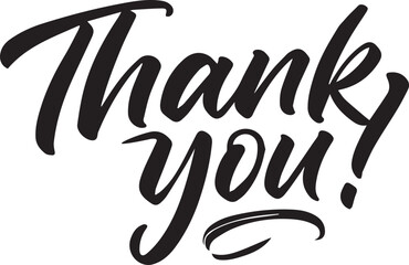 Obraz premium A hand-drawn Thank You card with a stylish, expressive font and a decorative flourish.