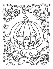 halloween coloring page, line art, halloween illustration