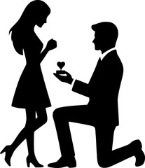 Couple Proposal Icon – Man with Engagement Ring, Love and Promise