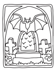 halloween coloring page, line art, halloween illustration