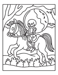 halloween coloring page, line art, halloween illustration
