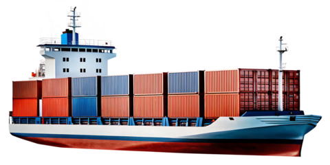 Cargo ship container vessel isolated on white background png isolated on a white background