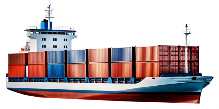 Cargo ship container vessel isolated on white background png isolated on a white background