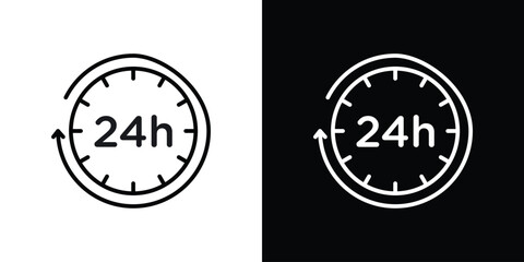 Time twenty four icon. Simple element illustration. outline and flat symbol design