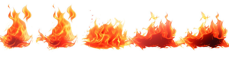 Fiery Flames: A Collection of Abstract Fire Graphics isolated on transparent background png