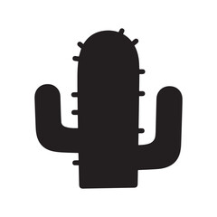 Cactus cartoon style vector illustration Silhouette white background. 